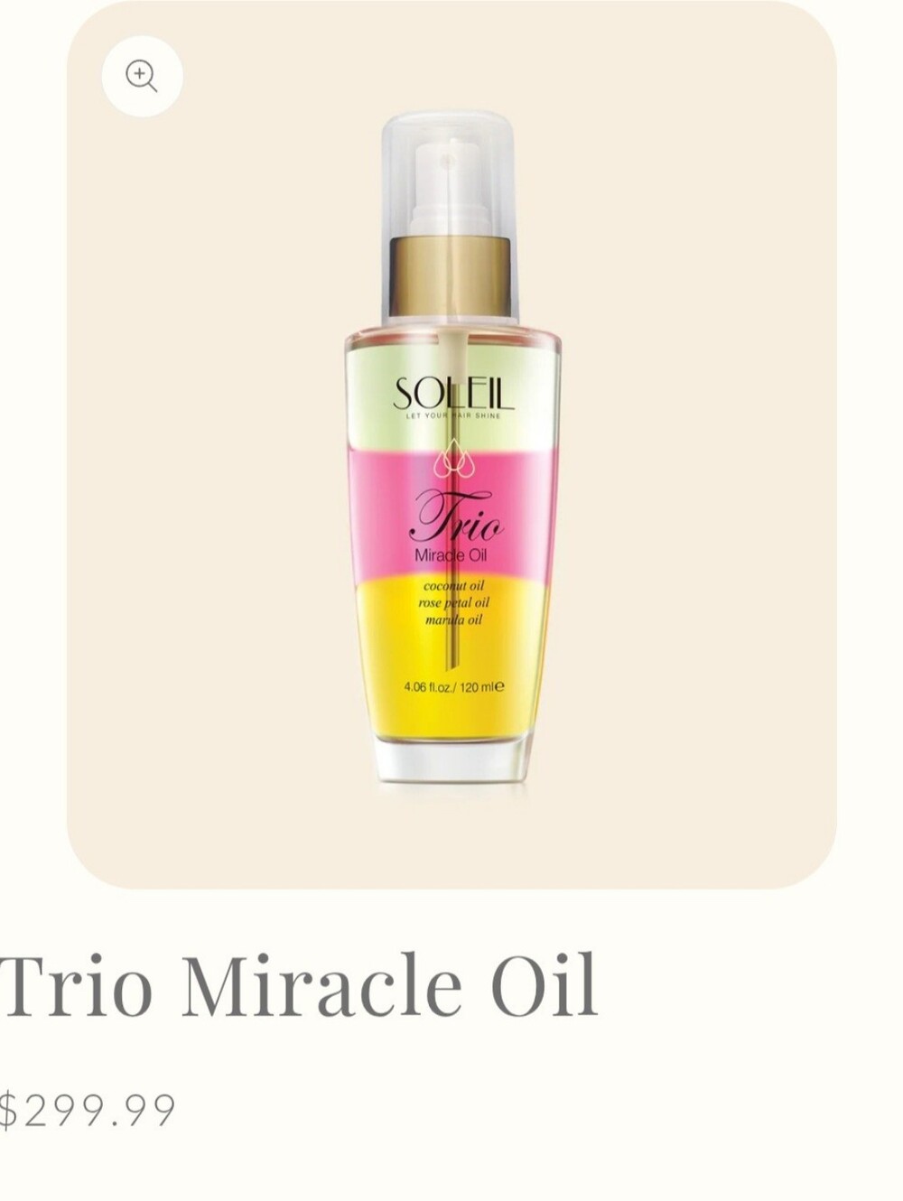 SOLEIL Trio Miracle Oil $300 MSRP